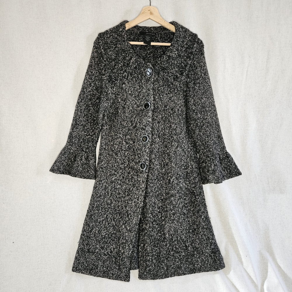 Vtg Calvin Klein Jeans sweater coat dark gray button up with flare sleeves sz M